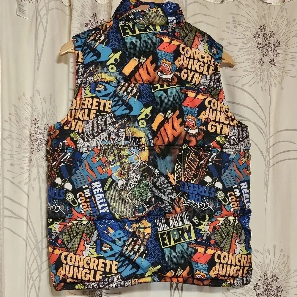 Nike SB Youth Skate Board Reversible Fleece Vest Graphic Red Grey Youth Lg - Picture 3 of 13